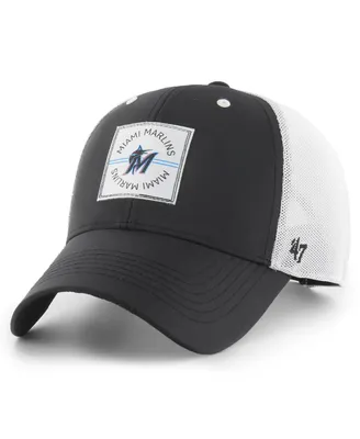 Men's '47 Brand Black Miami Marlins Disburse Mvp Trucker Adjustable Hat