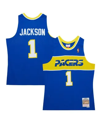 Men's Mitchell & Ness Stephen Jackson Royal Indiana Pacers Hardwood Classics Retro Name and Number T-shirt