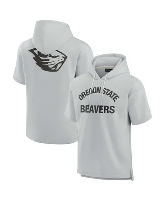 Men's and Women's Fanatics Signature Gray Oregon State Beavers Super Soft Fleece Short Sleeve Pullover Hoodie