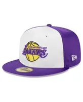 Men's New Era White Los Angeles Lakers Throwback Satin 59FIFTY Fitted Hat