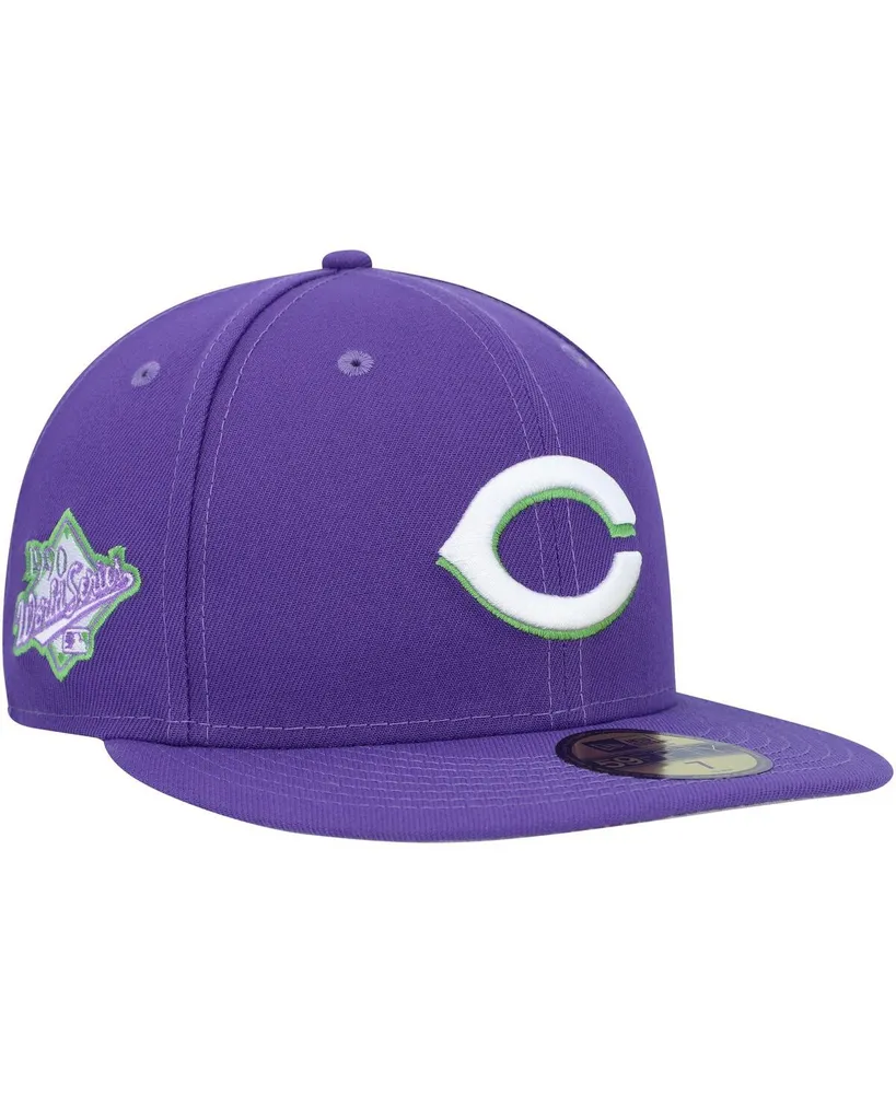 Men's New Era Purple Cincinnati Reds Lime Side Patch 59FIFTY Fitted Hat