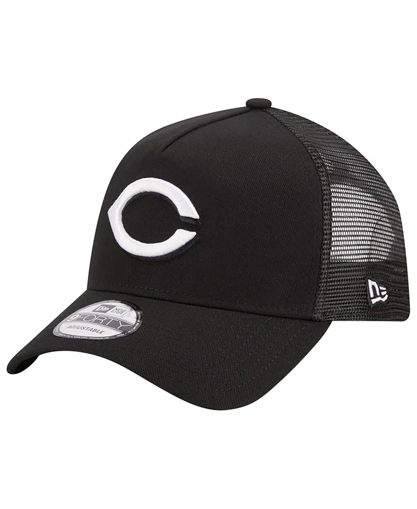 Men's New Era Black Cincinnati Reds A-Frame 9FORTY Trucker Adjustable Hat