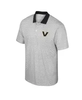 Men's Colosseum White Vanderbilt Commodores Print Stripe Polo Shirt