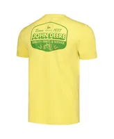 Men's and Women's Top of the World Yellow Distressed John Deere Classic Label T-shirt