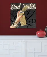 Empire Art Direct "Bad Habits" Frameless Free Floating Tempered Glass Panel Graphic Wall Art, 24" x 24" x 0.2"