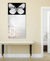 Empire Art Direct "Cc Butterfly" Rectangular Beveled Mirror on Free Floating Printed Tempered Art Glass, 48" x 24" x 0.4"