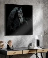 Empire Art Direct "Black Equine Attraction" Frameless Free Floating Tempered Glass Panel Graphic Wall Art, 38" x 38" x 0.2"