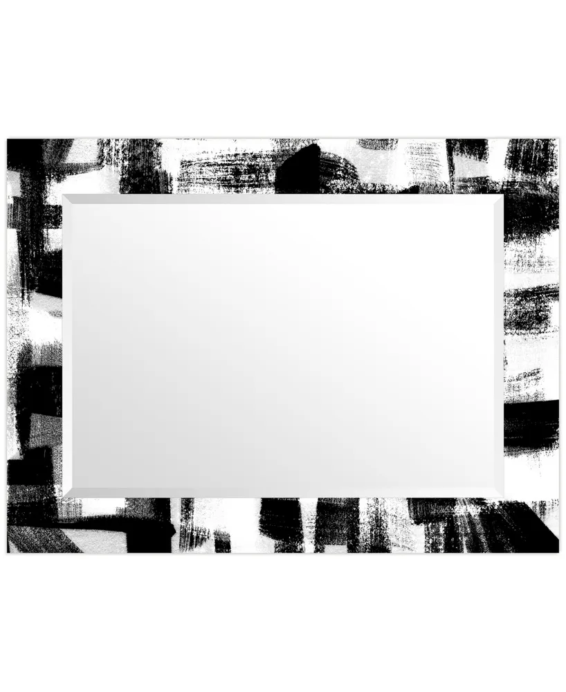 Empire Art Direct "Newsflash I" Rectangular Beveled Mirror on Free Floating Printed Tempered Art Glass, 30" x 40" x 0.4"