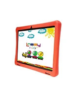 Linsay New 10.1" Funny Kids Tablet Octa Core 128GB with Red Kids Defender Case and Micro Sd Card 128GB Newest Android 13