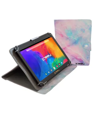 Linsay New 10.1" Tablet Octa Core 128GB Bundle with Pink Marble Case Newest Android 13