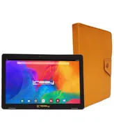 Linsay New 10.1" Tablet Octa Core 128GB Bundle with Orange Case Newest Android 13