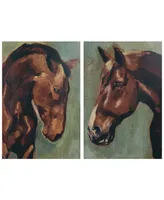 Empire Art Direct "Horse Portrait" Fine Giclee Printed Directly on Hand Finished Ash Wood Wall Art Set of 2, 36" x 24" x 1.5" Each