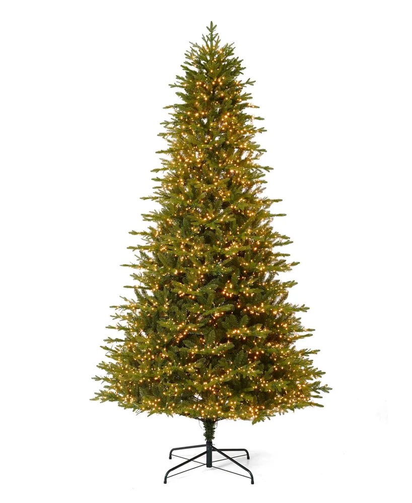 Seasonal Dandan Pine 10' Pre-Lit Pe Mixed Pvc Tree with Metal Base, 6136 tips, 4000 Warm Led Lights, Ez-Connect, Remote, Storage Bag