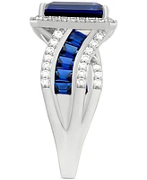 Grown With Love Lab Grown Sapphire (5-1/5 ct. t.w.) & Lab Grown Diamond (1/2 ct. t.w.) Statement Ring in 14k White Gold