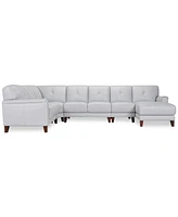 Closeout! Ashlinn 144" 5-Pc. Pastel Leather Sectional, Created for Macy's
