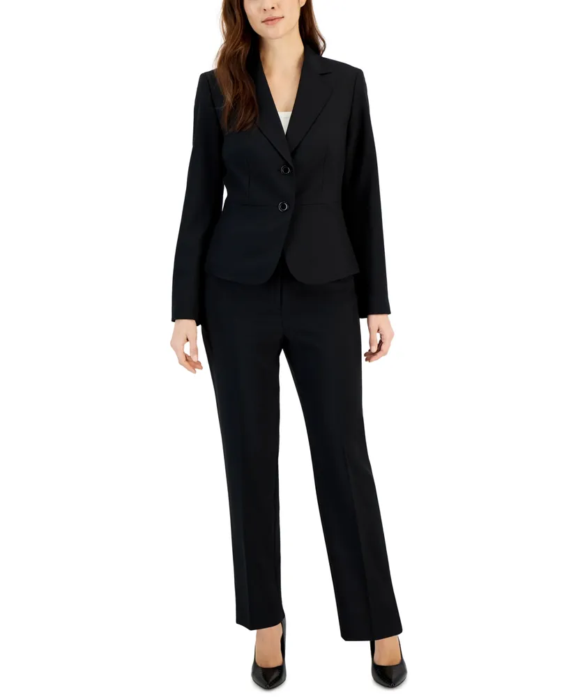 Le Suit Women's Two-Button Blazer & Pants Suit, Regular Petite