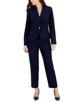 Le Suit Women's Two-Button Blazer & Pants Suit, Regular Petite