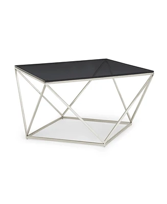 Aria 41" Smoked Glass and Polished Stainless Steel Coffee Table