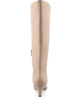 Journee Collection Women's Tullip Wide Width Calf Kitten Heel Pointed Toe Knee High Dress Boots