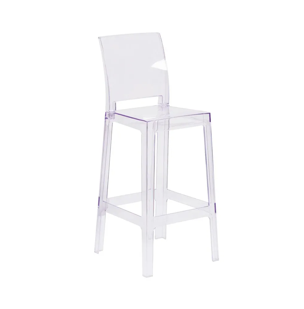 Emma+Oliver Ghost Barstool In Transparent Crystal With Square Back