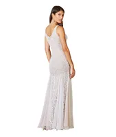 Lara Women's Greta Beaded V-Neck Tulle Wedding Dress with Contrast Lining