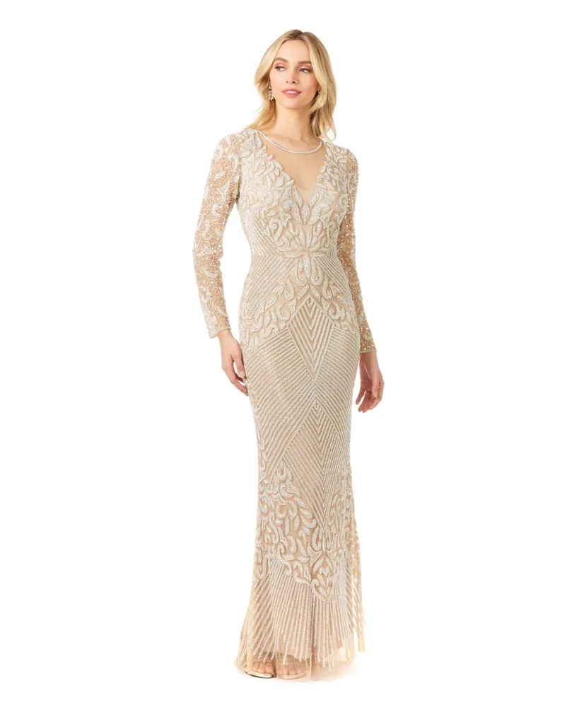 Lara Women's - Fitted Long Sleeve Beaded Gown