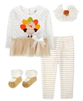 Baby Essentials Girls Thanksgiving Leggings Outfit, 4 Piece Set