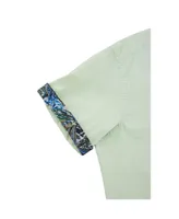 Hammer Made - Men's Cotton Green Short Sleeve Button Down Shirt with Spread Collar