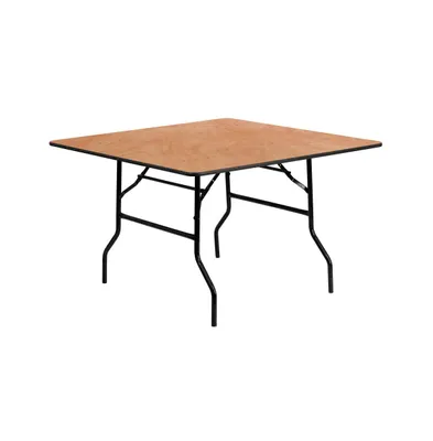 Emma+Oliver 4-Foot Square Wood Folding Banquet Table