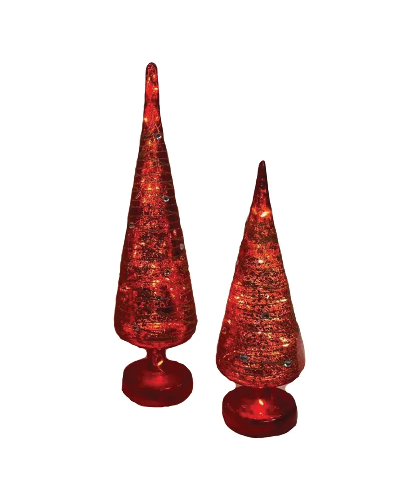 Santa's Workshop 12-14" Glass Led Trees, Set of 2