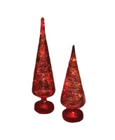 Santa's Workshop 12-14" Glass Led Trees, Set of 2