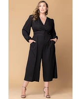 Kiyonna Plus Tessa Cropped Wide Leg Jumpsuit