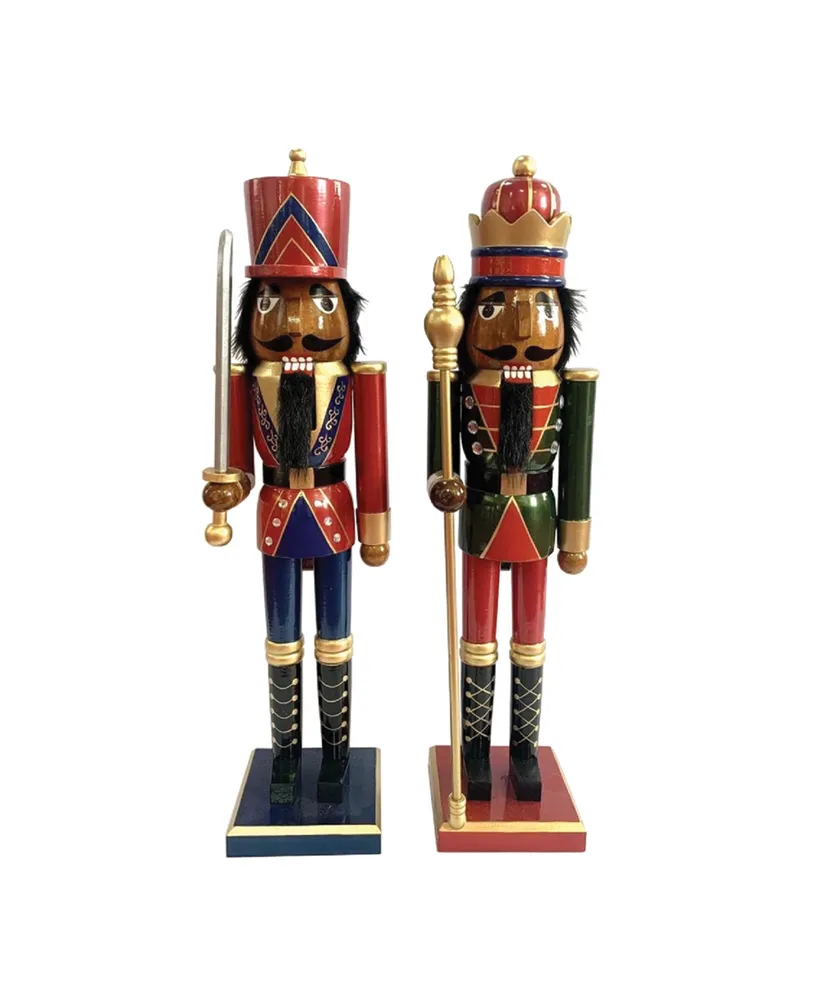 Santa's Workshop 24" Black King Guard Nutcracker, Set of 2