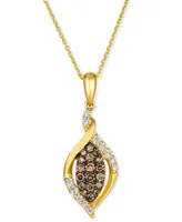 Le Vian Chocolate Diamond (1/4 ct. t.w.) & Nude Diamond (1/6 ct. t.w.) Twist Cluster 18" Pendant Necklace in 14k Gold