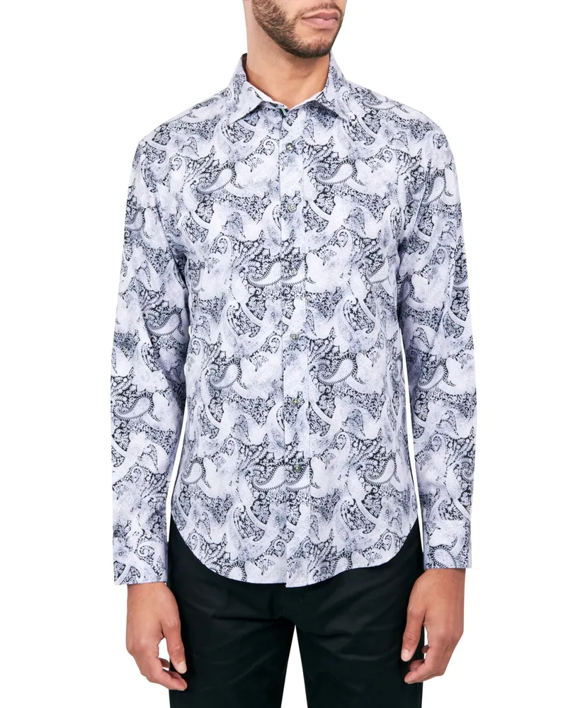 Society of Threads Men's Regular-Fit Non-Iron Performance Stretch Paisley Button-Down Shirt