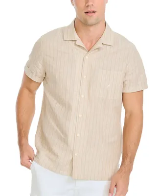 Nautica Men's Striped Short-Sleeve Button-Up Linen Shirt