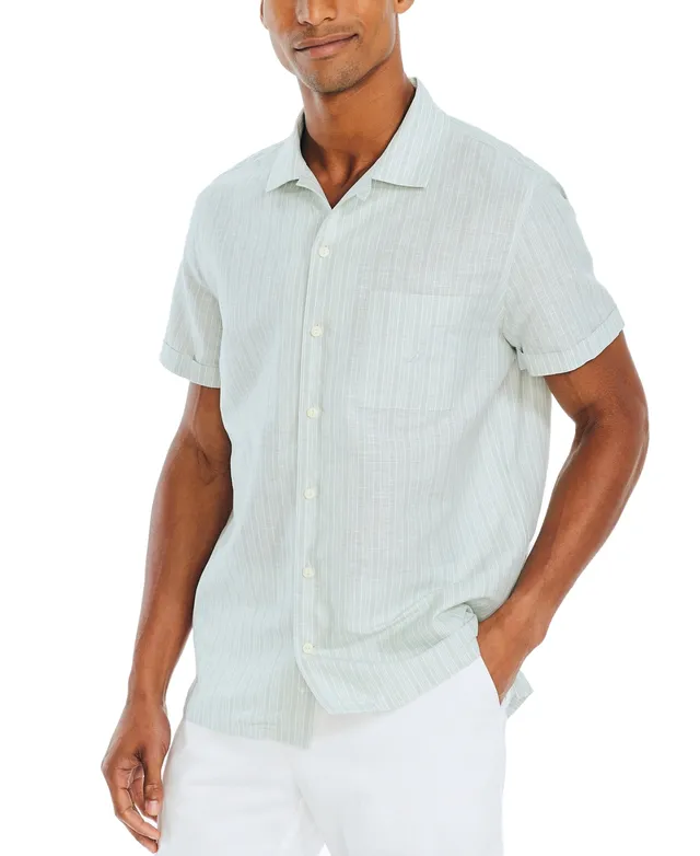 Nautica Men's Classic-Fit Solid Linen Short-Sleeve Shirt - Macy's