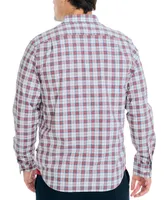 Nautica Men's Heathered Plaid Long-Sleeve Button-Up Shirt