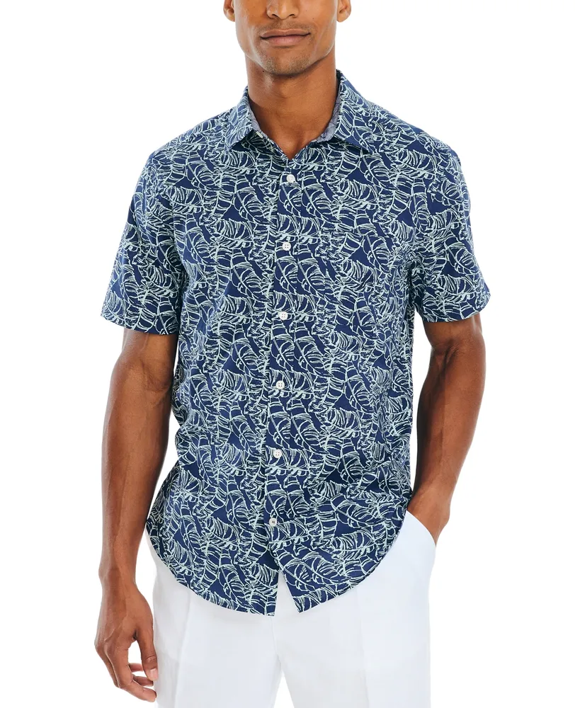 Nautica Men's Palm Print Short-Sleeve Button-Up Shirt