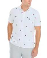 Nautica Men's Classic-Fit Icon-Print Performance Deck Polo Shirt