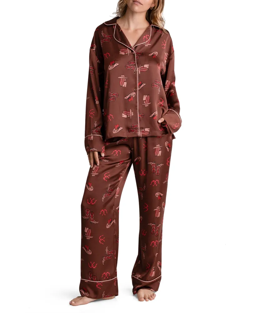 Midnight Bakery Women's Lingerie Carmella Satin 2 Piece Pajama Set