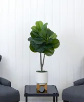 Nearly Natural 33" Artificial Fiddle Fig with Stand Planter