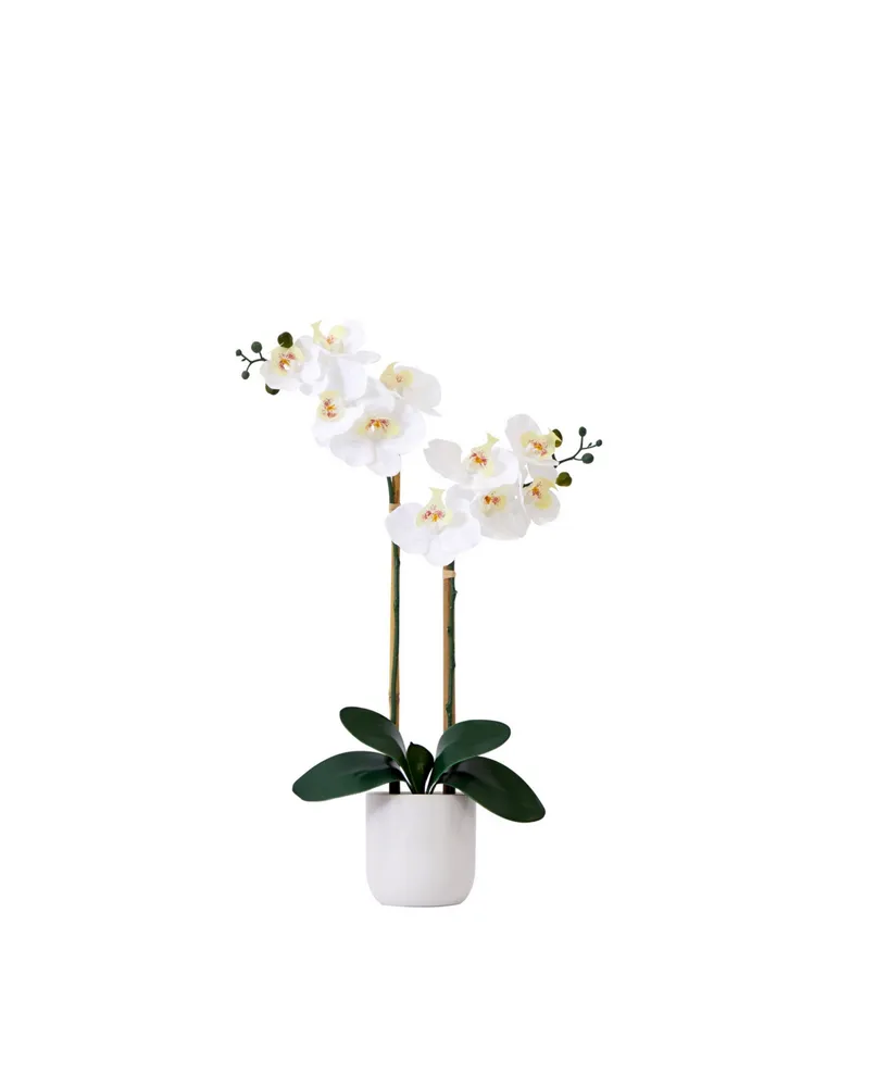 Nearly Natural 26" Artificial Double Orchid Phalaenopsis with Decorative Vase Real Touch