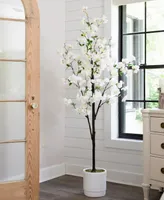 Nearly Natural 72" Artificial Cherry Blossom Tree with Decorative Planter