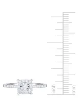 Promised Love Diamond Square Halo Ring (1/4 ct. t.w.) in Sterling Silver