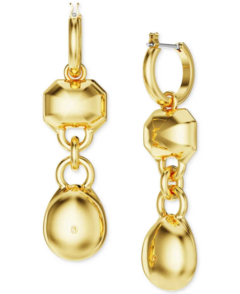 Swarovski Gold-Tone Mixed Crystal Double Charm Hoop Earrings