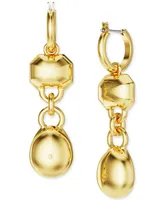 Swarovski Gold-Tone Mixed Crystal Double Charm Hoop Earrings