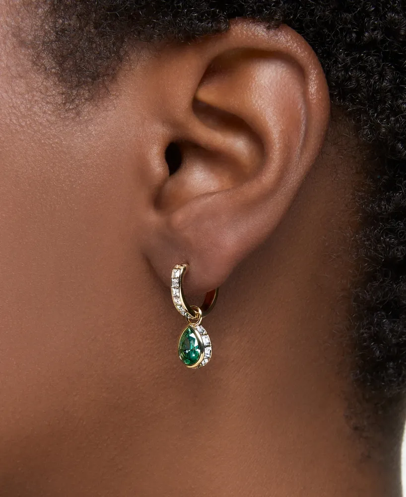 Swarovski Gold-Tone Mixed Crystal Charm Hoop Earrings