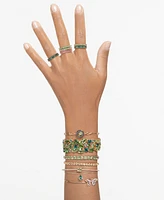 Swarovski Silver-Tone Stilla Two-Row Bangle Bracelet