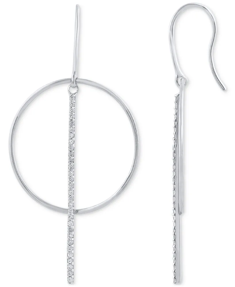 Diamond Circle Drop Earrings (1/4 ct. t.w.) in 14k White Gold